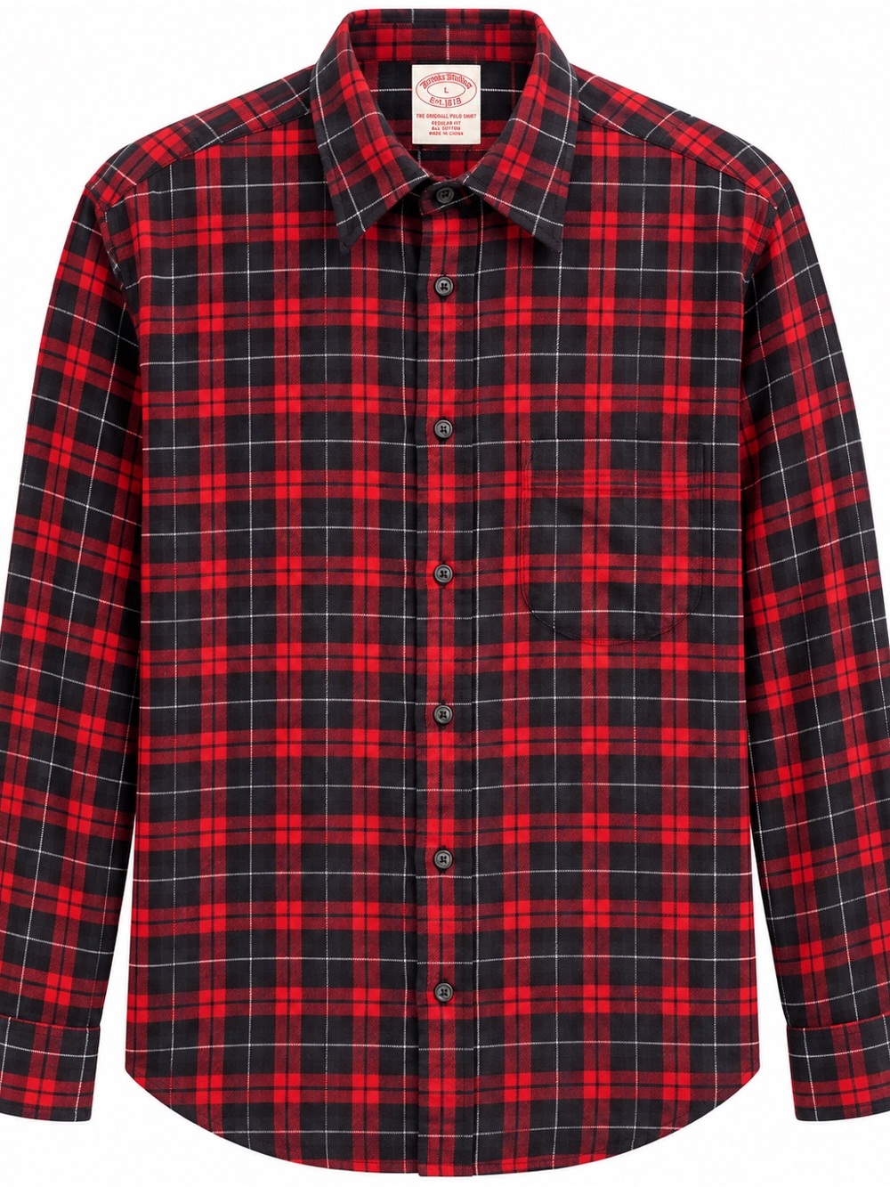 Brooks Brothers Red and Black Plaid Button-Down Shirt